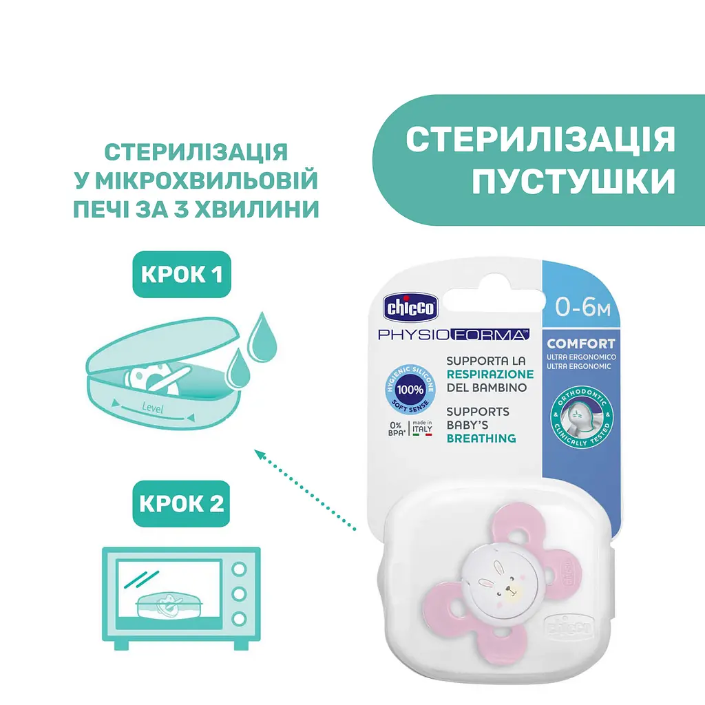 Пустышка Chicco Physio Comfort силиконовая 1 шт. розовая (74911.11.00) - фото 8