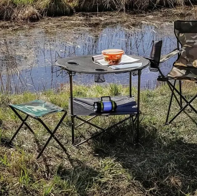 Туристичний комплект складних меблів для пікніка круглий стіл і стільці розкладний кемпінговий набір для саду і відпочинку природі - фото 6