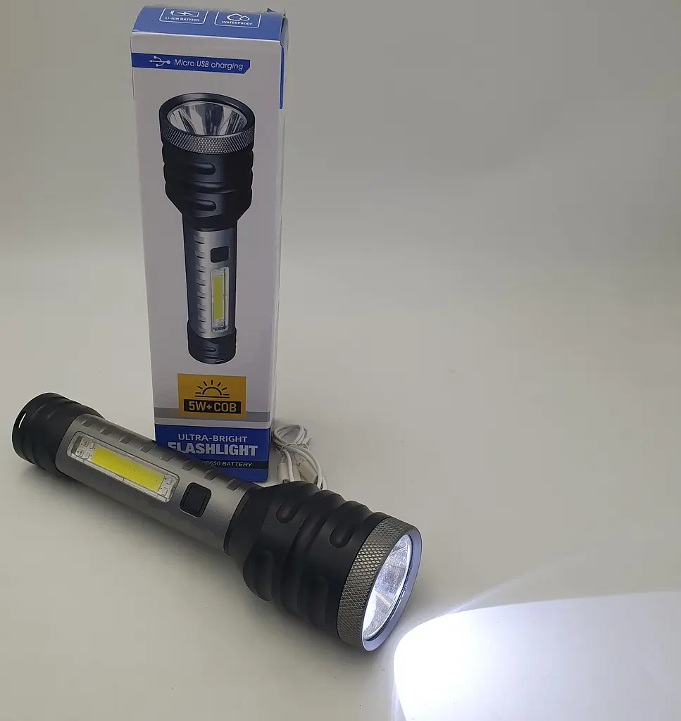 Ручний LED ліхтар 5W+COB акумуляторний кемпінговий ліхтарик з боковим COB світильником 4 режими роботи USB заряджання Ranchi RC-22058 - фото 4