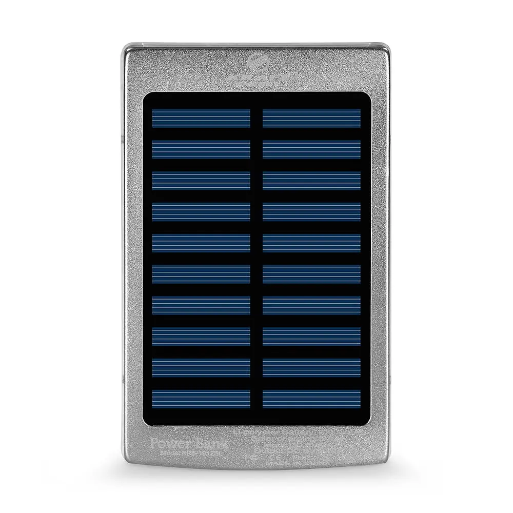 Повербанк з сонячною панеллю 10000mAh Power Bank Kraft KPB-1012SL Silver LED-ліхтар (43-00069)