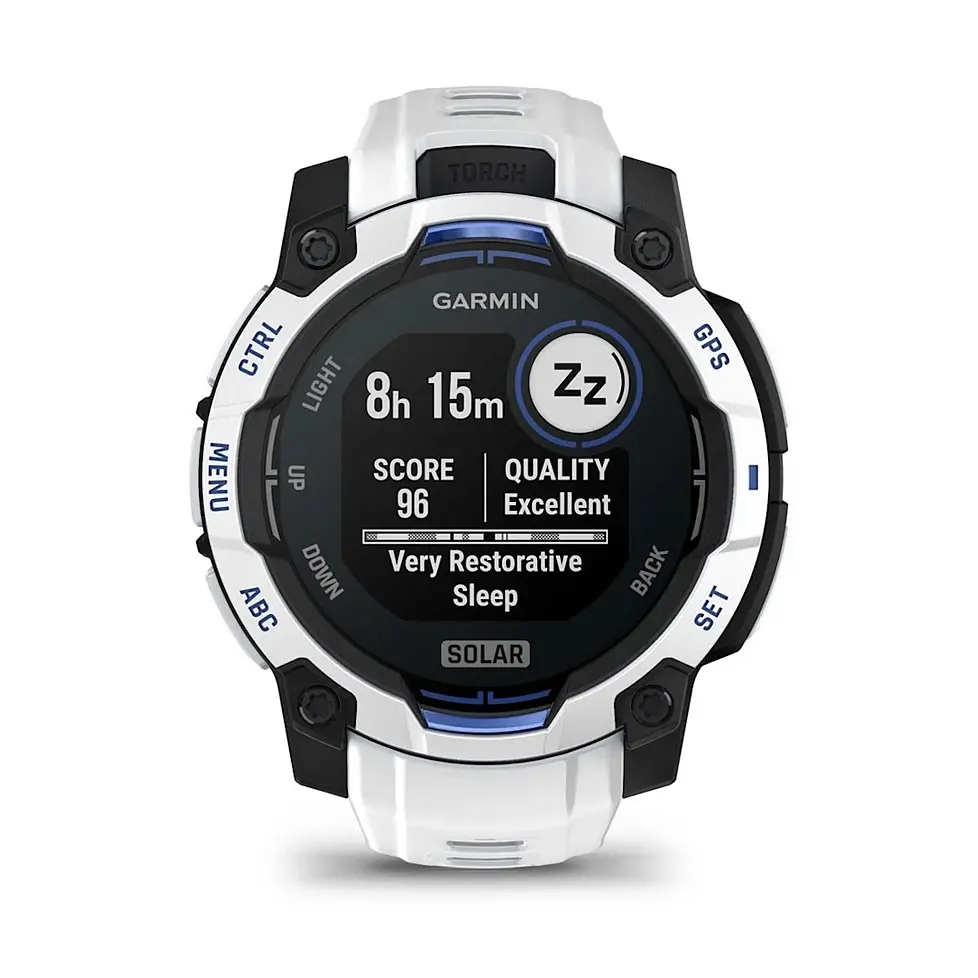Смарт-годинник Garmin Instinct 3 45mm Solar Whitestone with Whitestone/Bolt Blue Silicone Band (010-02934-03) - фото 10