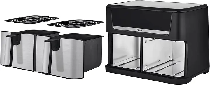 Мультипіч Rotex ROM1210-2XL MultiFry DUO 11 програм 12 л(6+6 л) LED дисплей 2800 Вт Чорний з сірим - фото 3