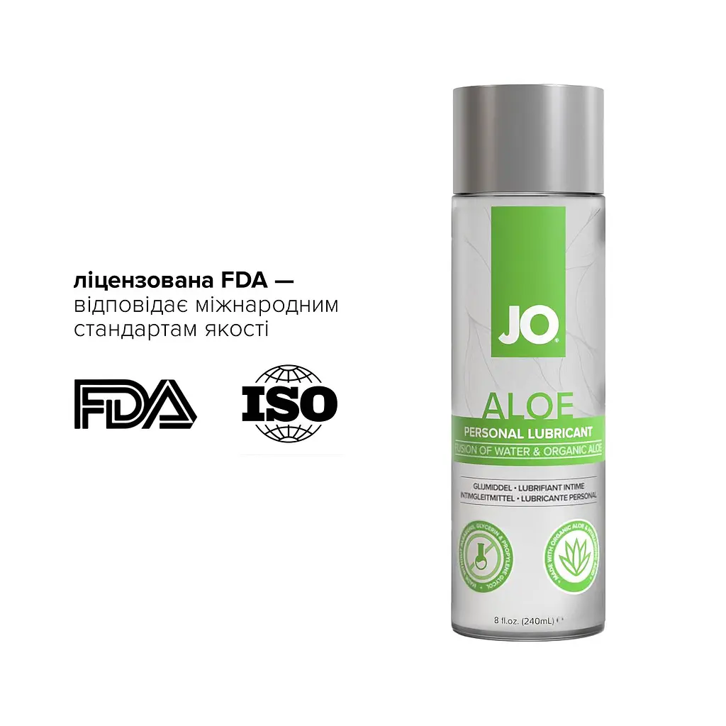 Змазка на водній основі JO H2O Organic Aloe (236 мл), зволожувальний та заспокійливий ефект - фото 5
