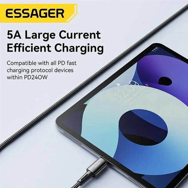 Кабель Essager Sunset Type C to Type C 240W Data cable 2 м Dark Grey (EXCTT3-CGA0G-P) - фото 6