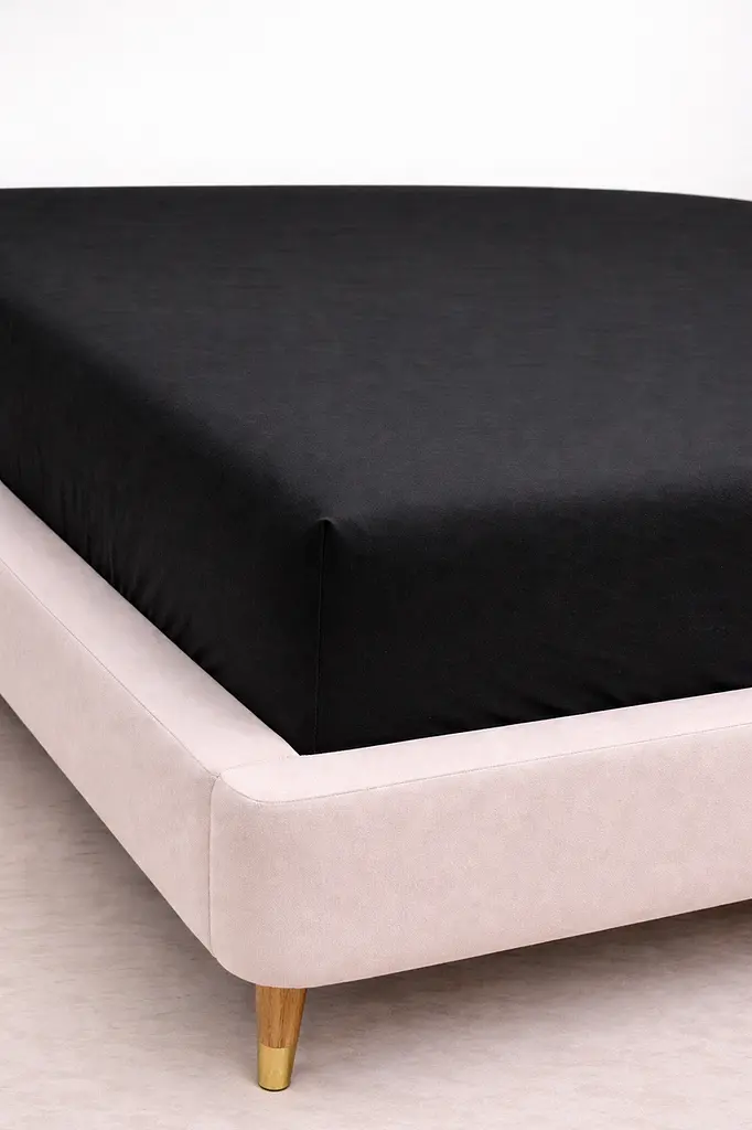 Простирадло на резинці Ecotton 180х200 см фланель бавовняне Black чорний (24454)