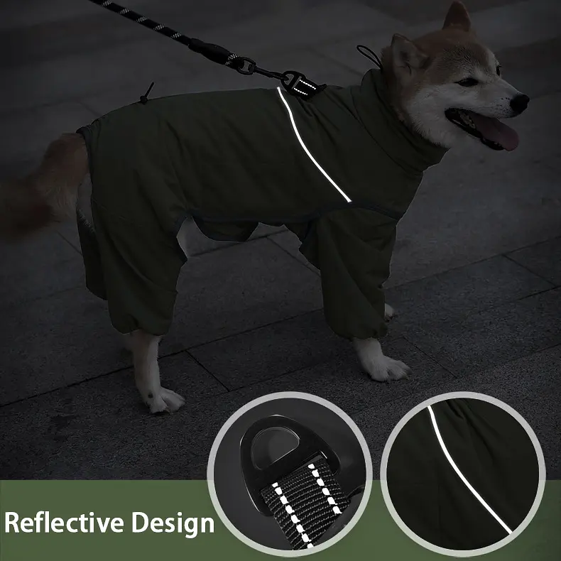 Зимовий водонепроникний комбінезон для собак Wan Talk Four-legged Reflective Jacket, Army Green, M - фото 3