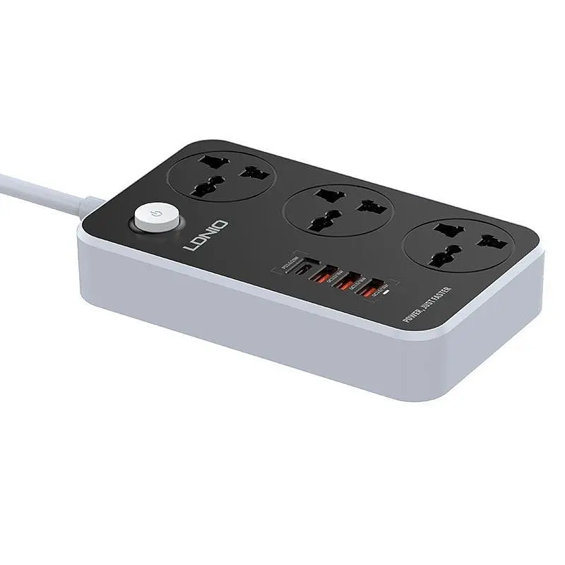 Мережевий продовжувач-фільтр LDNIO SC3412 POWER (3 х розетки 3 х USB) чорний - фото 4
