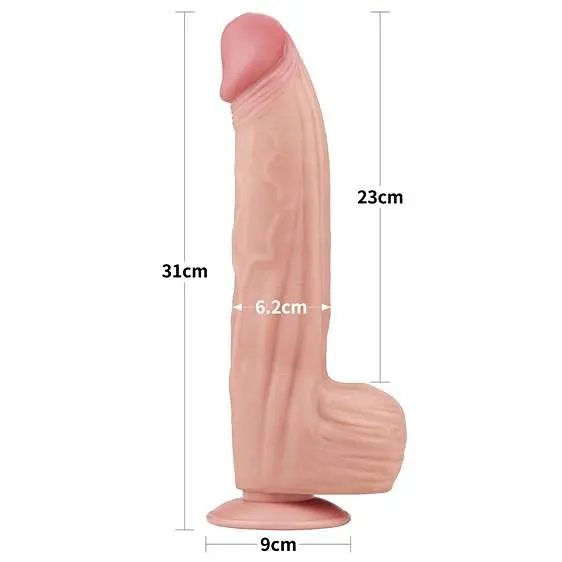 Фалоімітатор - Sliding-Skin Dual Layer Dong 12" Flesh - фото 3