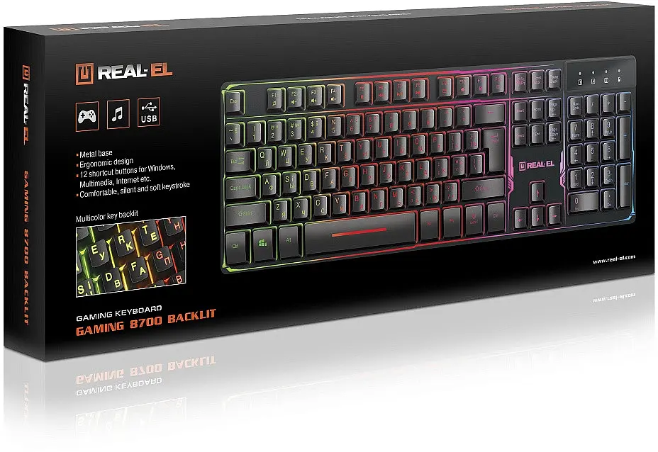 Клавіатура Real-el Gaming 8700 Чорний - фото 10