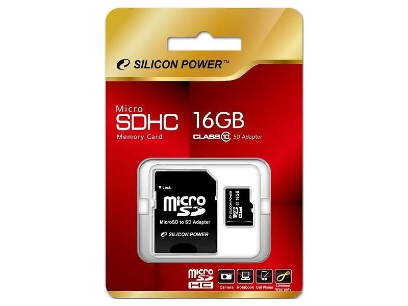 Карта пам'яті Silicon Power microSDHC Class 10 + SD adapter 16 GB (SP016GBSTH010V10-SP) - фото 3