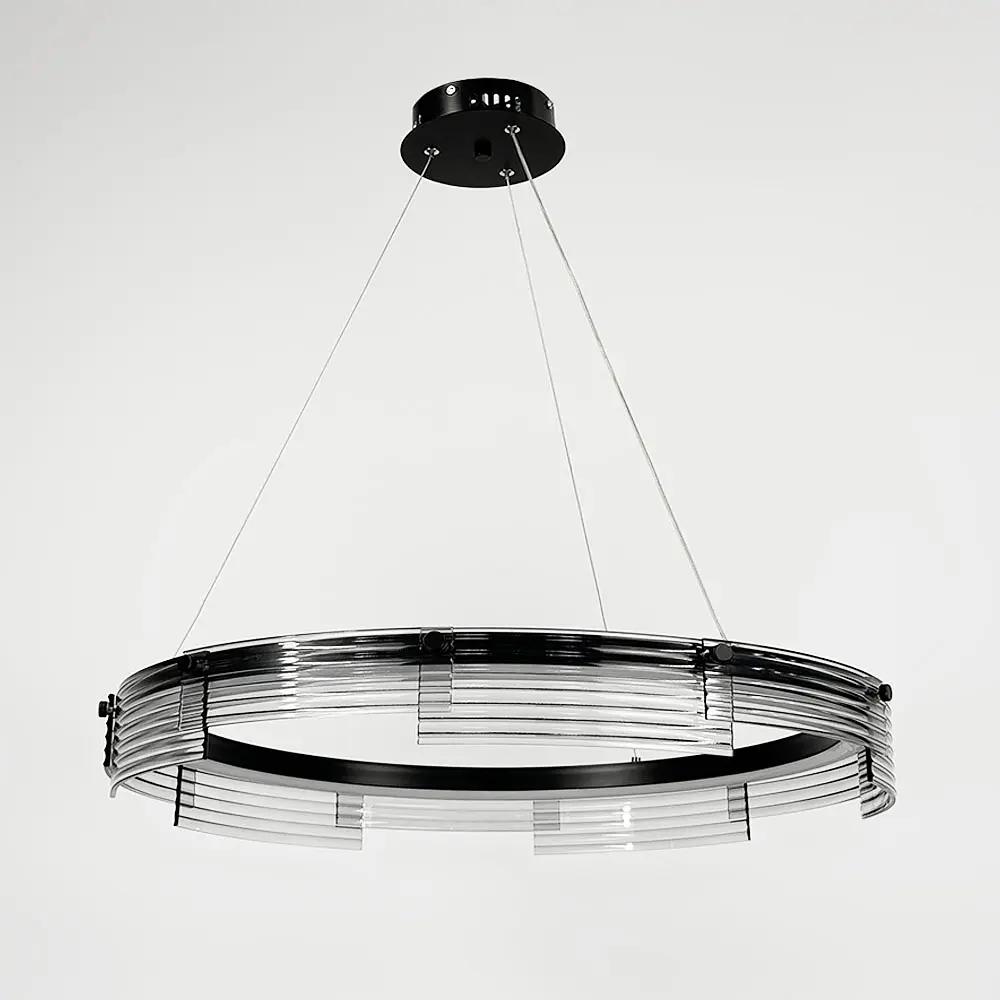 Люстра с черным подвесным кольцом с графитовыми пластинами Ø 80 см | Ст. MJ 231-800 BK Line F - фото 6