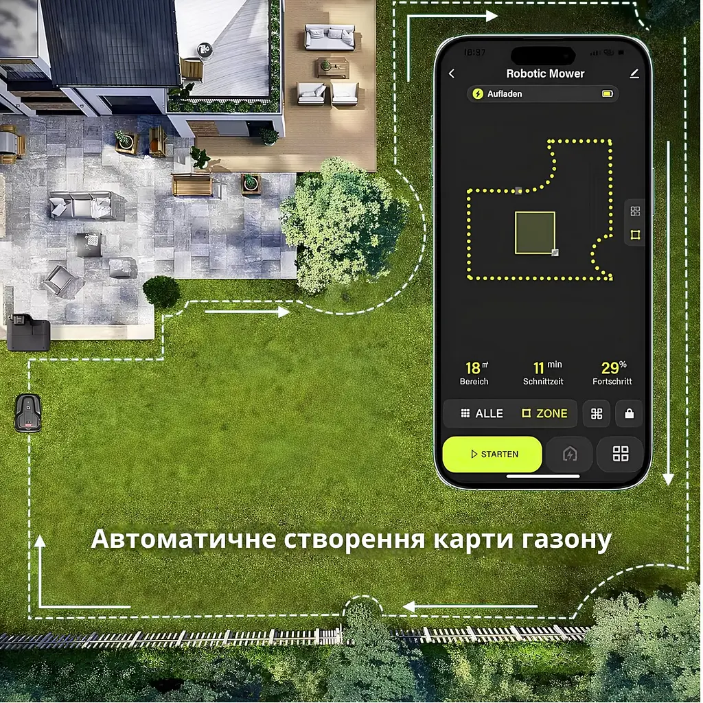 Робот-газонокосилка з GPS і автоматичною картографією, управління через додаток - фото 11