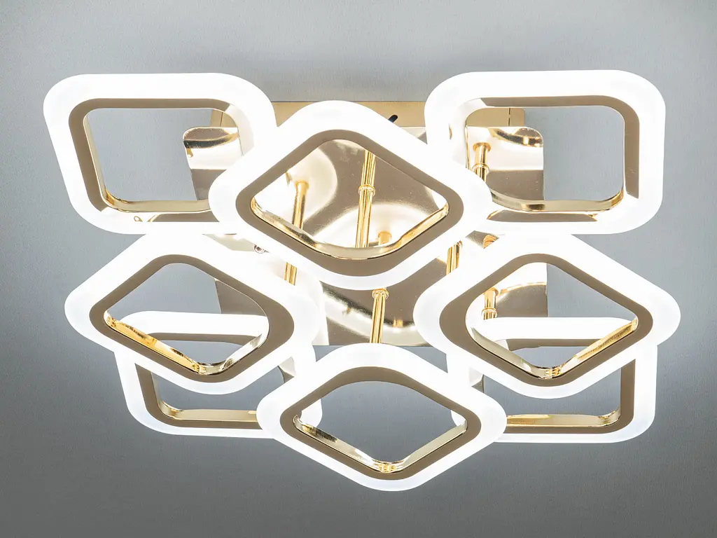 Люстра стельова LED Diasha AS8060/4+4G Dimmer, 80W, 4400 лм, золото, для вітальні, спальні, коридору - фото 3