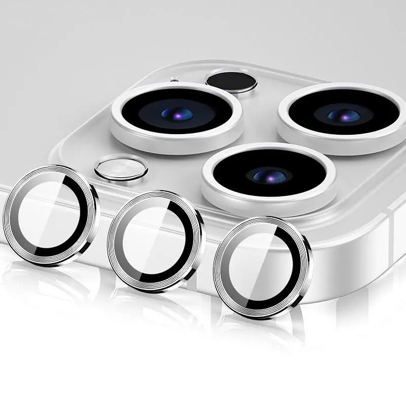 Защитное стекло Metal Classic на камеру (в упак.) для Apple iPhone 15 Pro (6.1) / 15 Pro Max (6.7) Серебряный / Silver - фото 4