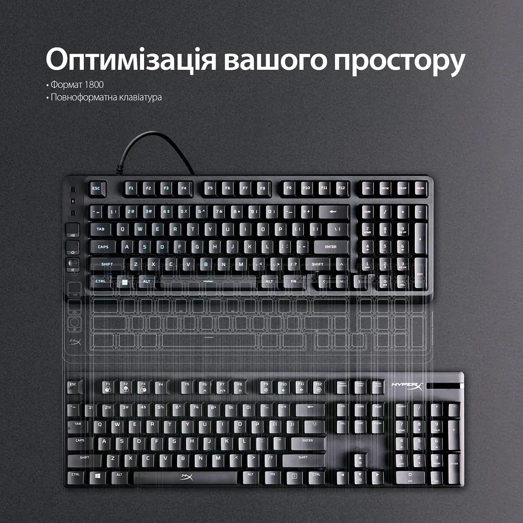 Клавиатура HyperX Alloy Origins EVE 1800 99key Red USB-A EN/UA RGB Black (B7JE0AA) - фото 9