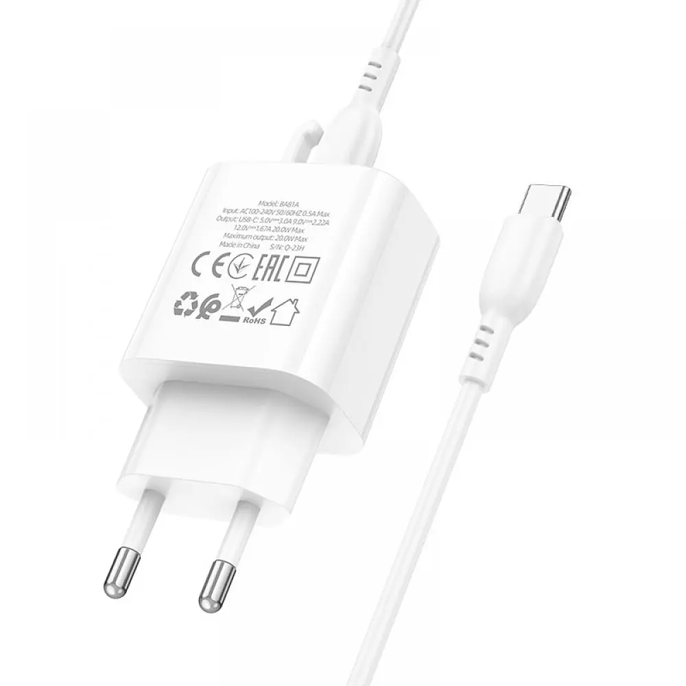 Комплект зарядного пристрою Borofone BA81A 1 Type-C PD20W Type-C to Type-C White (32971_2955230) - фото 7