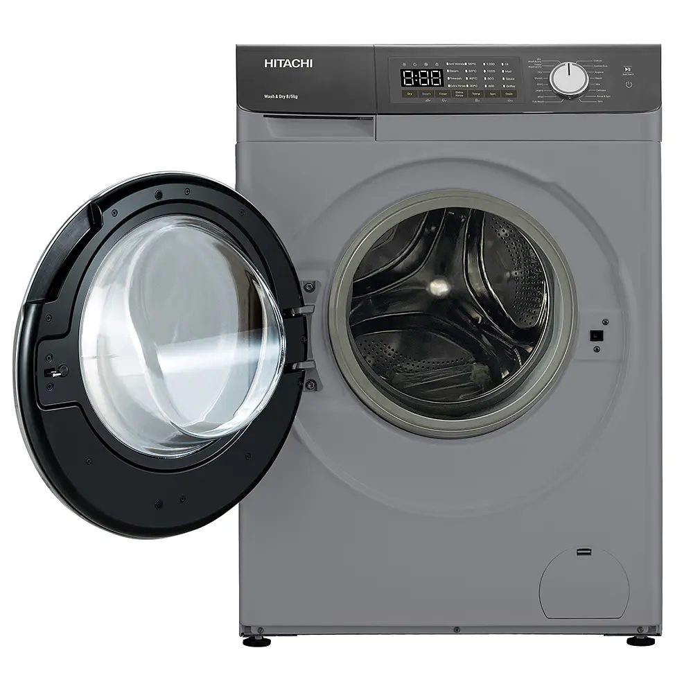 Прально-сушильна машина Hitachi фронтальна, 8(5)кг, 1400, A, 60см, дисплей, пара, інвертор, cріблястий - фото 4