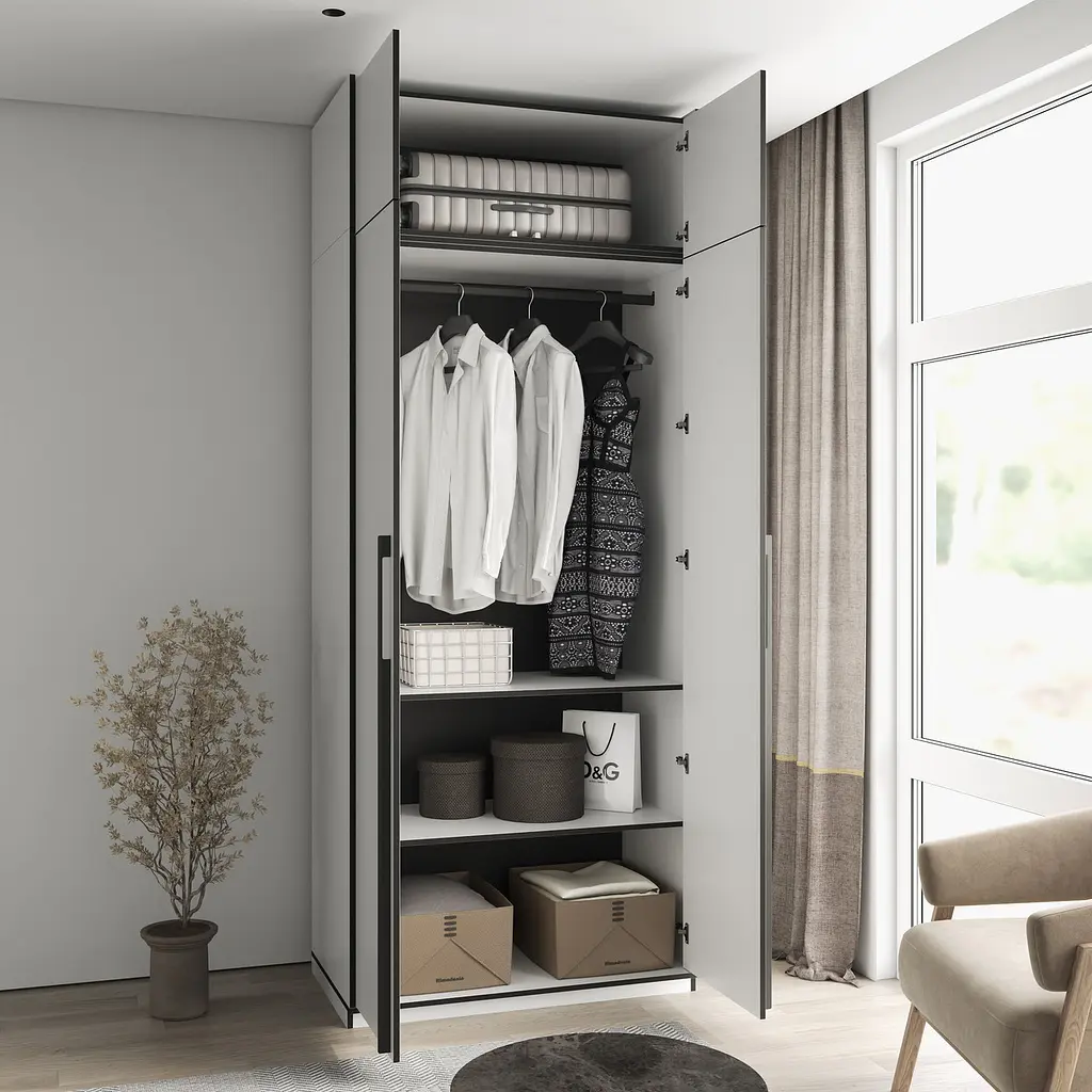 Шафа для одягу Flamecame у спальню зі штангою на 2 двері FR-14 Білий - фото 4