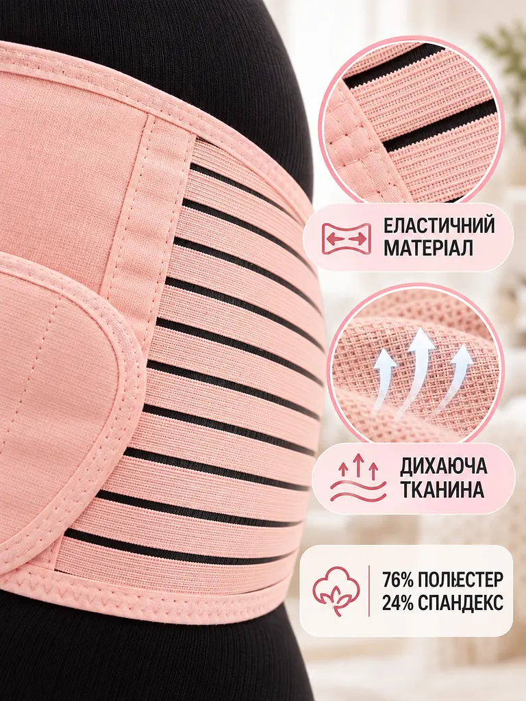 Бандаж для вагітних утягуючий на липучках XL, пудра (49676422) - фото 6