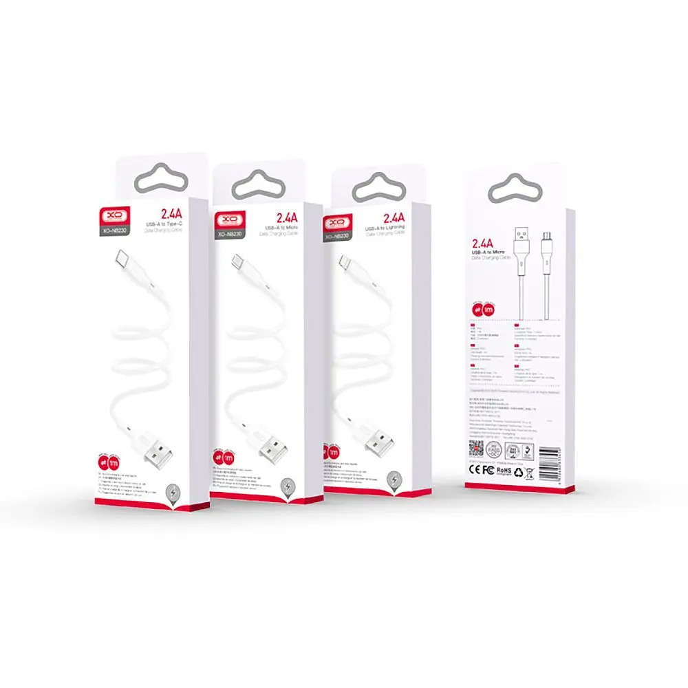 Кабель XO NB230 USB - Lightning (M/M), 2.4 A, 1 м, White (NB230-AI.white) - фото 2