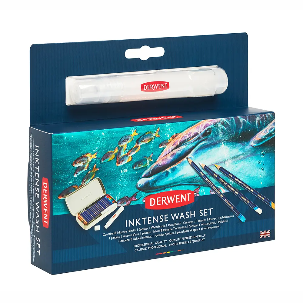 Набір чорнильних олівців Inktense Wash Set у металевому пеналі Derwent - фото 3
