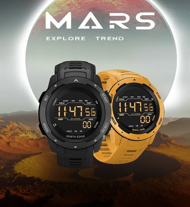 Наручний годинник чоловічий North Edge MARS Pro Black 5BAR Чорний (2666) - фото 8