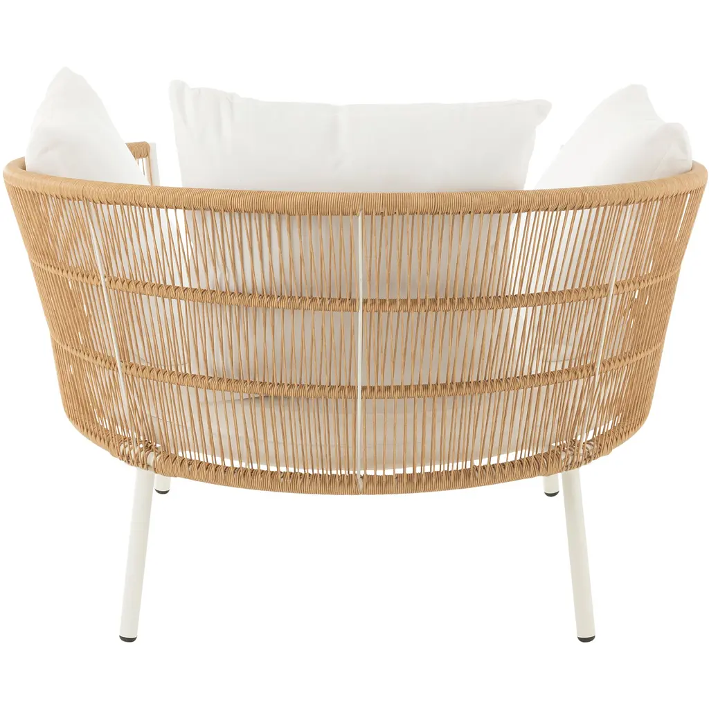 Крісло J-line для вуличної зони кругле з ротанга з подушками біле (52256) - фото 2