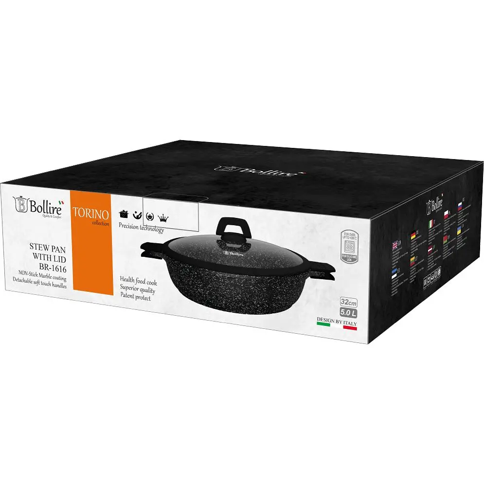 Сотейник с крышкой Bollire Torino, 5 л, 32 см (BR-1616) - фото 3