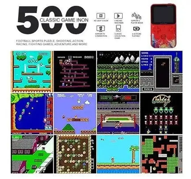 Портативна ігрова консоль ретро геймінг 500 ігор в 1 Handheld Game Boy G 620 8915 червоний - фото 3