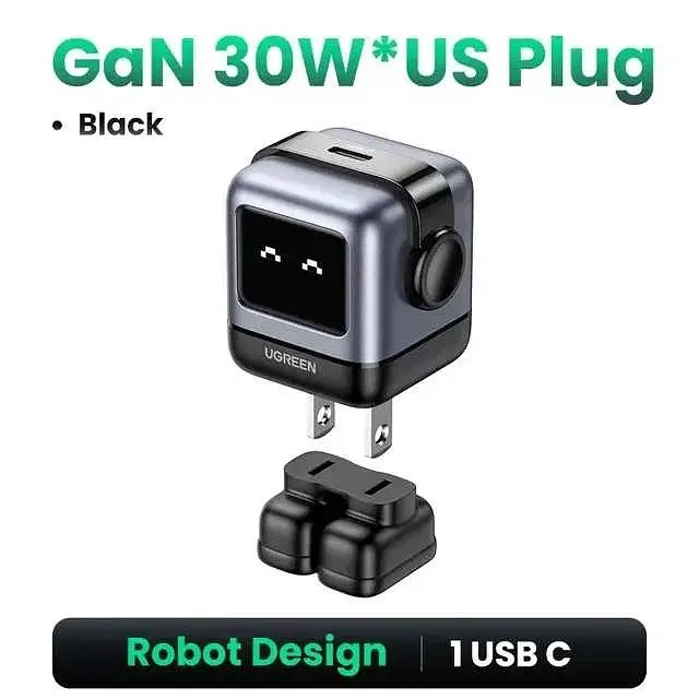 Зарядное устройство для Ugreen CD359 robot Gan 30w US-вилка + переходник - фото 3