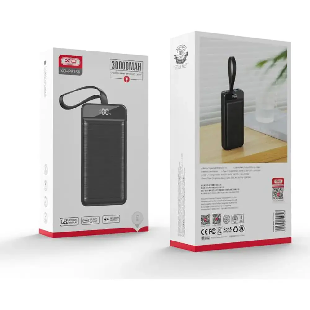 Зовнішній акумулятор XO PR156 30000mAh 22.5W Black [123251] - фото 5