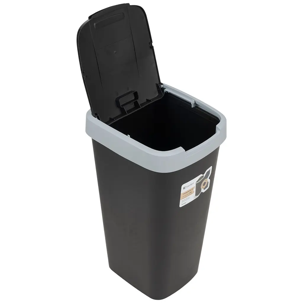 Мусорник Prosperplast Compacta Q с крышкой 25 л черно-серый (60833-429) - фото 2