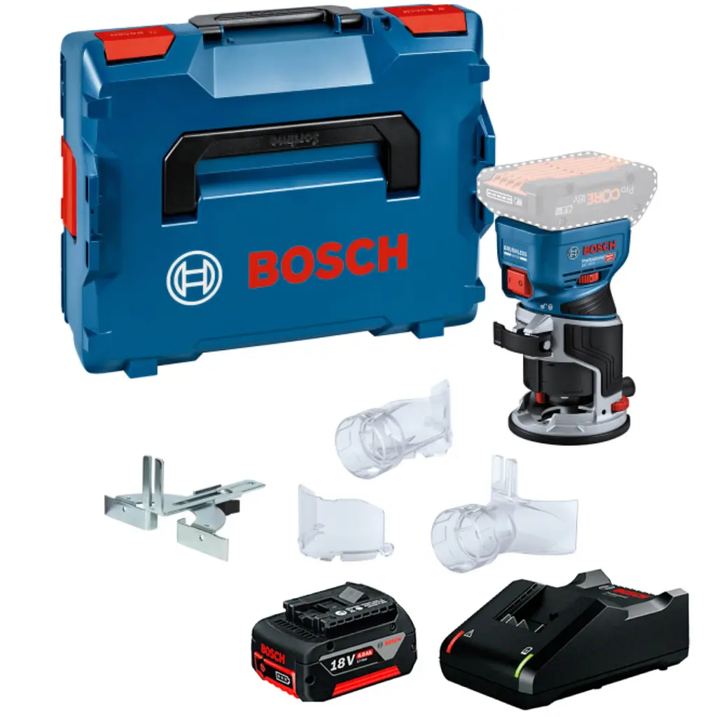 Акумуляторний фрезер Bosch GKF 18V-8 Professional, з акб 4 Ah та з/п GAL 18V-40, в кейсі L-Boxx 136