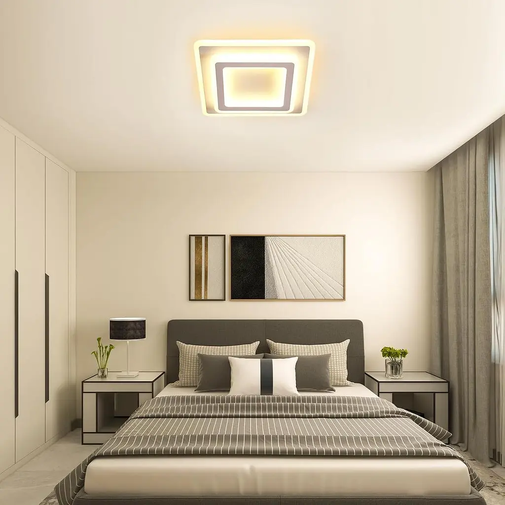 Toolight LED Стельовий світильник Square, 44W 4950LM Сучасний акриловий світлодіодний стельовий світильник білого кольору, яскраві - фото 3