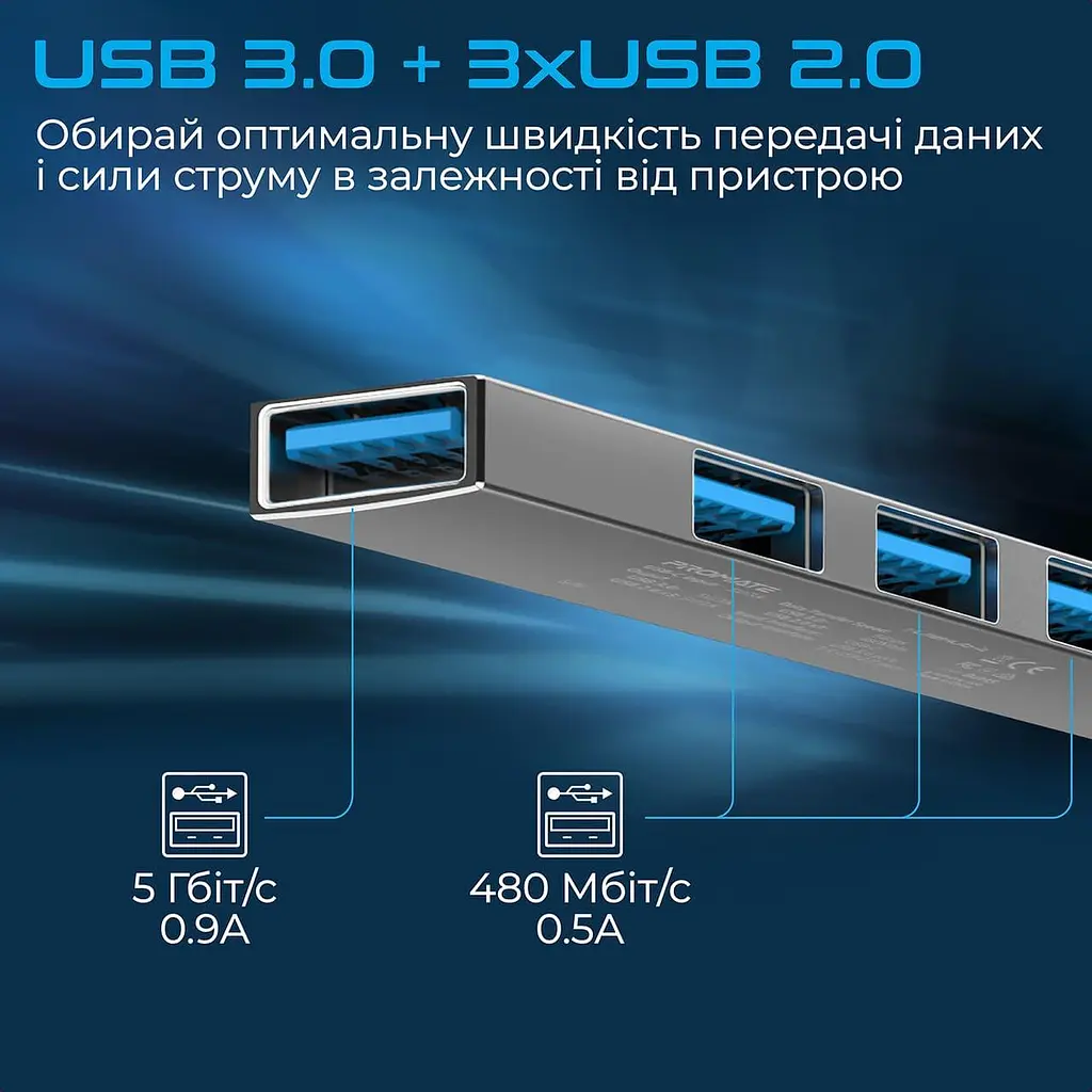 USB-хаб Promate USB-хаб на 4 порта (litehub-4.grey) - фото 4
