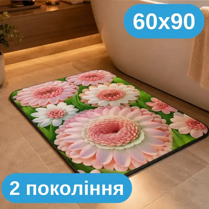 Килимок у ванну 60×90 см — вологопоглинаюче покриття з матеріалу другого покоління, абсорбуючий антиковзкий KT9000367 - фото 2