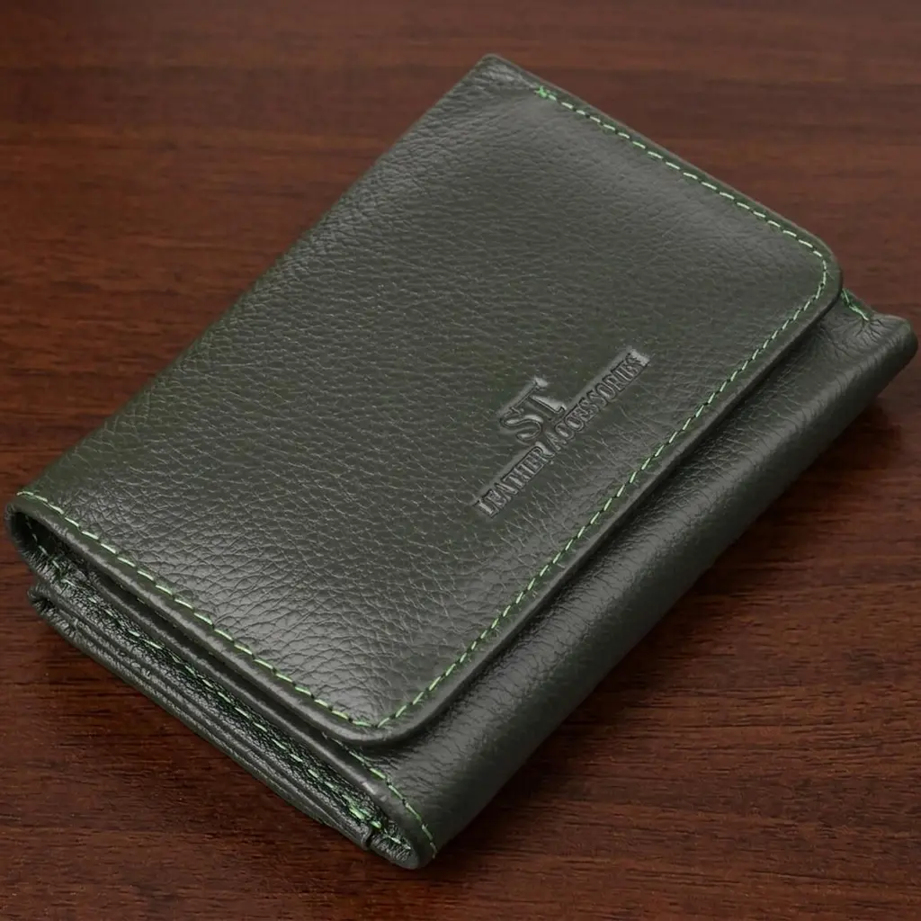 Маленький гаманець зручного формату із натуральної шкіри ST Leather 23076 зелений - фото 11