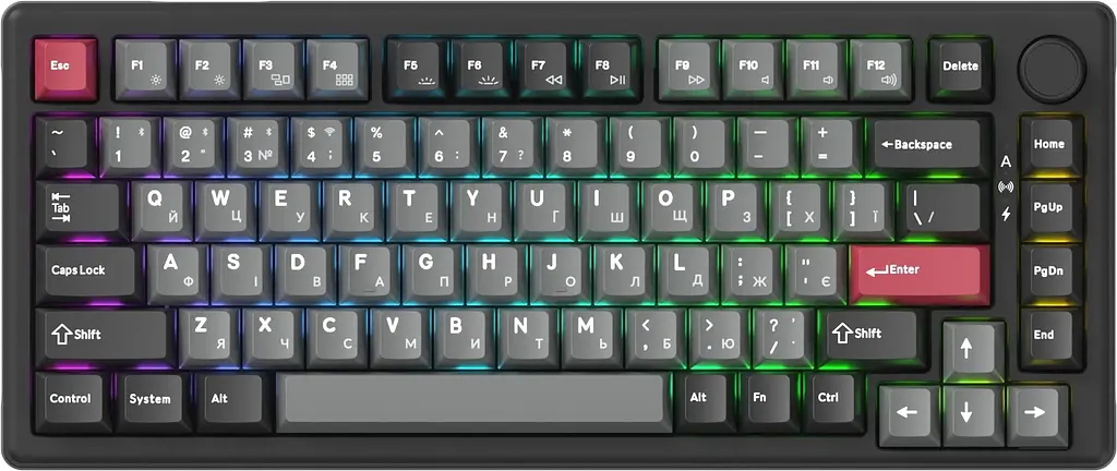 Клавиатура беспроводная GamePro Asgard Yord Keychron Super Red Switch Black (MK266BK) - фото 5