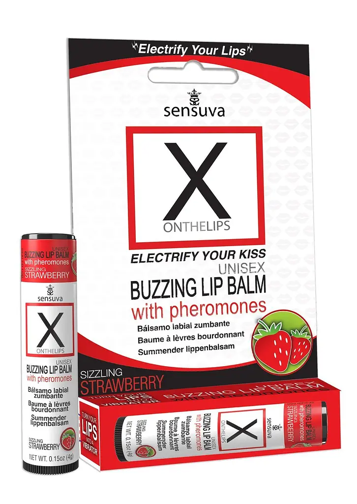 Стимулюючий бальзам для губ унісекс Sensuva – X on the Lips Strawberry з феромонами, полуниця