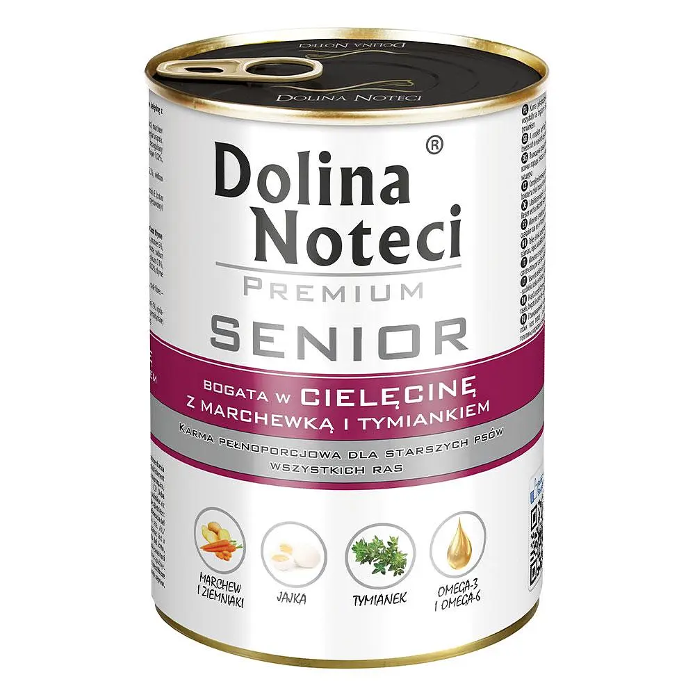 Вологий корм для літніх собак Dolina Noteci Premium Senior с телятиной, морковью и чебрецом банка 400 г