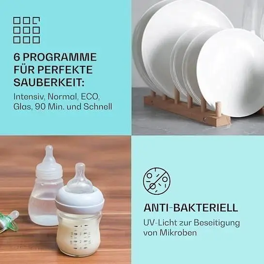 Посудомоечная машина Klarstein Havasia UV 6 УФ-лампа 1380 Вт (10041825) - фото 3