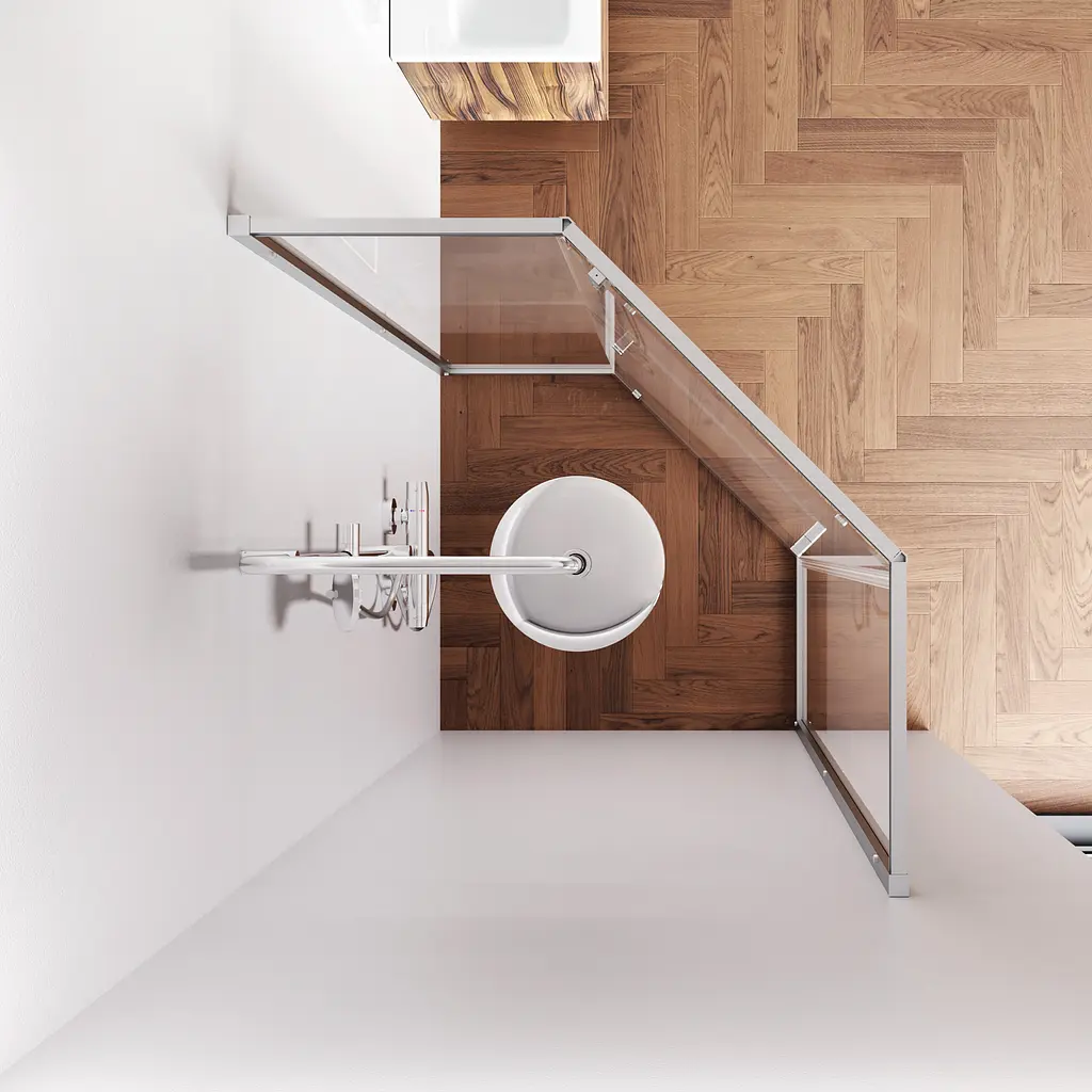 Душове огородження 5-corner Pivot AM.PM Gem 90×90 см, без піддону, хром профіль W90UG-405-9090-MT - фото 7