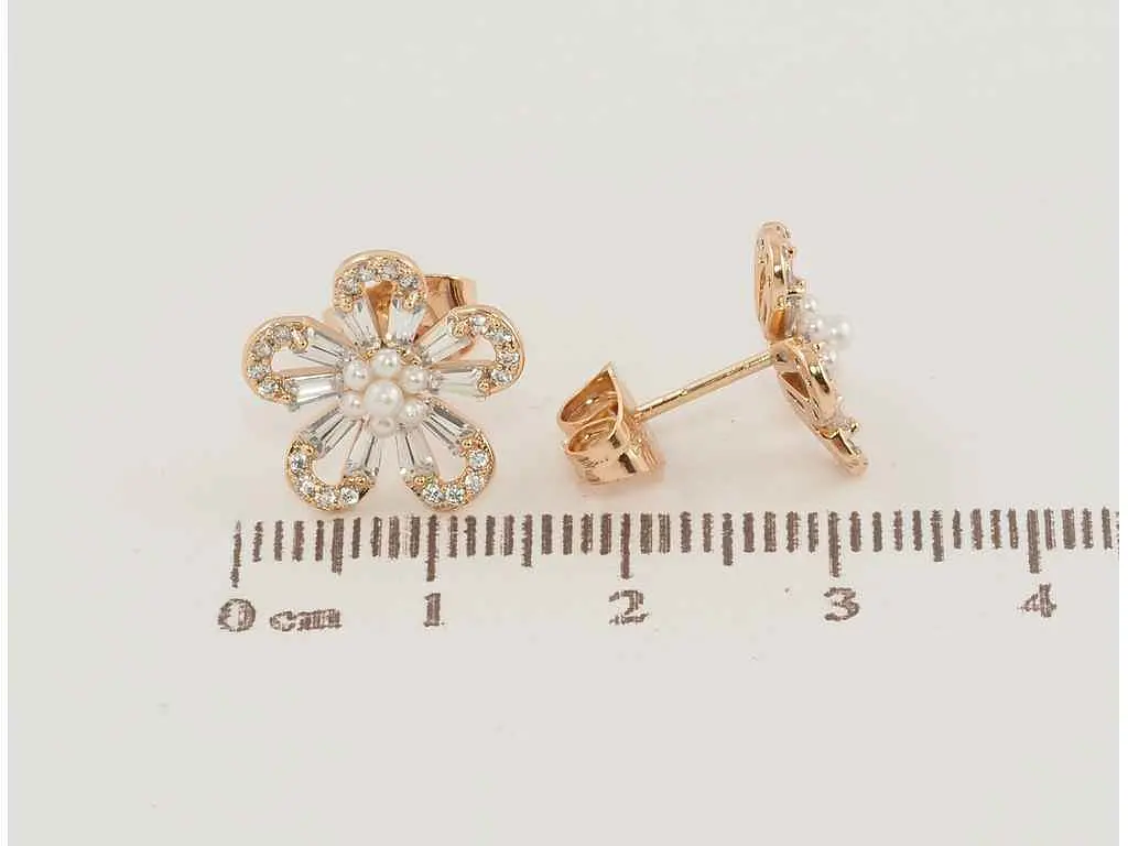 Сережки Xuping Позолота 18K пусети "Кришталеві квіточки" (224531) - фото 2