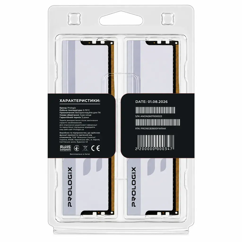 Модуль пам'яті для комп'ютера DDR4 16GB (2x8GB) 3600 MHz Onyx White RGB Prologix (PRO16GB3600YWR4K) - фото 5