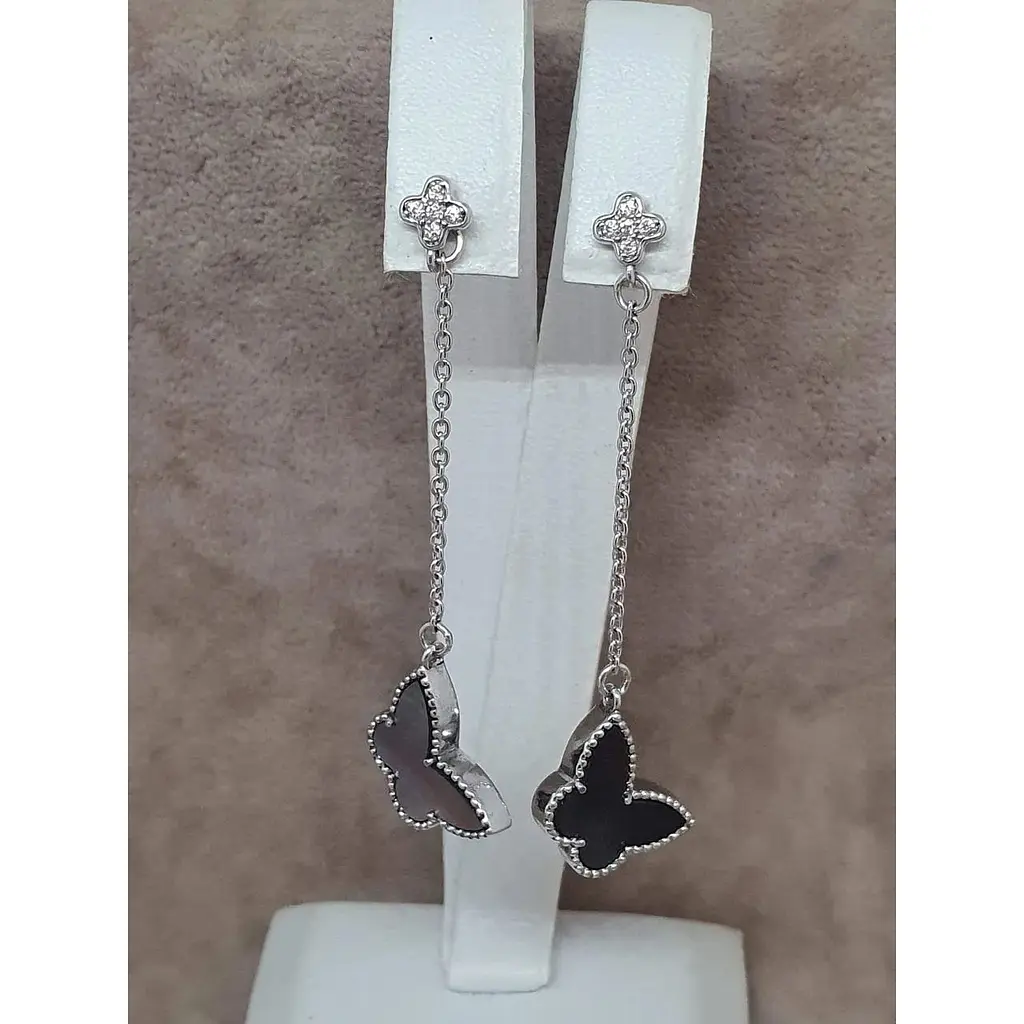 Срібні сережки-пуссети Aurora Метелики з перламутром. 82626Ч - фото 4