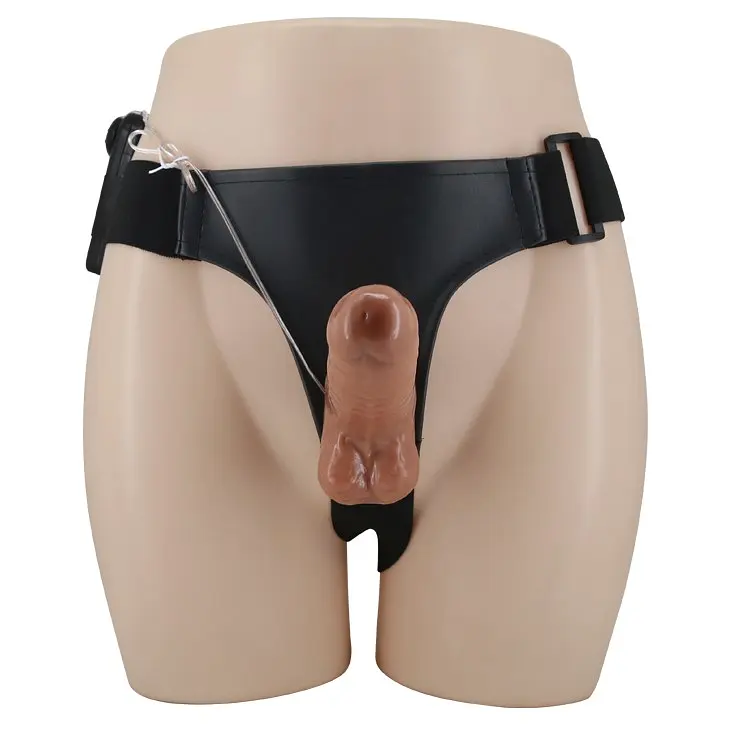 Двойной страпон с вибрацией Ultra Passionate Harness Dual Penis, 16 см (коричневый) - фото 3