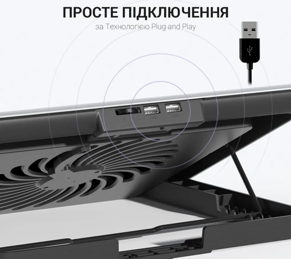Охолоджувальна підставка для ноутбука до 17 дюймів OfficePro OPCP-620 2xUSB 6xfans - фото 7