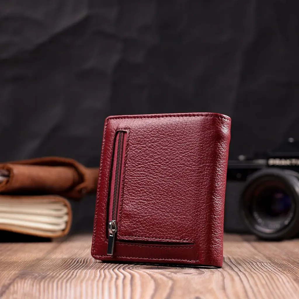 Невеликий жіночий гаманець з натуральної шкіри ST Leather 19476 бордовий - фото 9