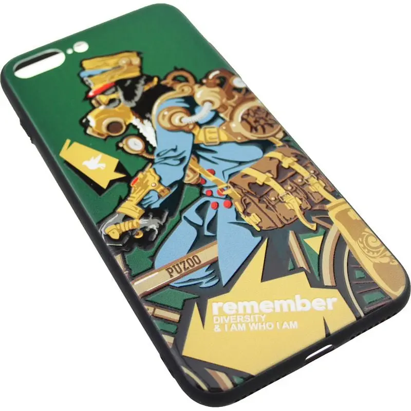Чохол-накладка PUZOO TPU with UV Printing Punk Phone iPhone 7 Plus/8 Plus Dark Green - фото 2