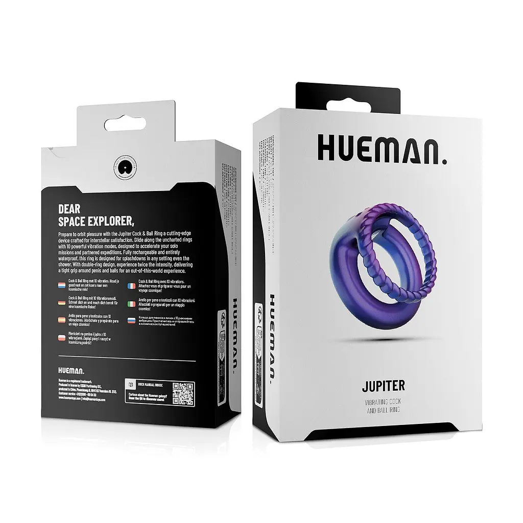 Ерекційне кільце Hueman Jupiter Vibrating Cock and Ball Ring 3.2 см (фіолетовий) - фото 8